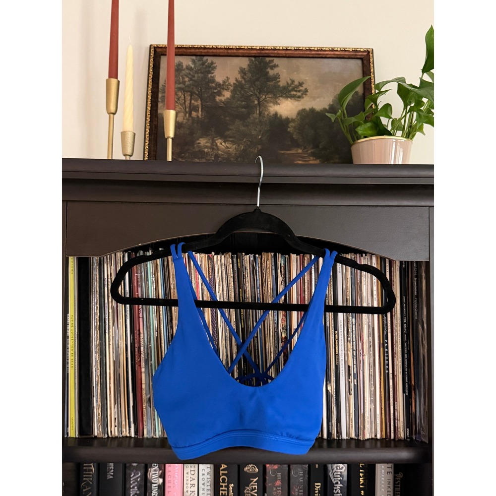 Lululemon Free To Be Wild Sports Bra 8 Blue Strappy Yoga Athletic Gym